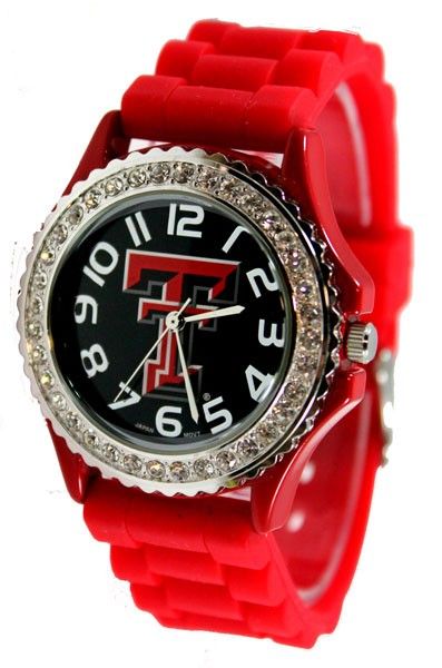 Ladies Texas Tech Red Raiders Team Watch Rhinestone Gel Band  