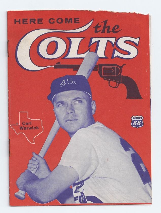 Houston Colt 45s Here Come the Colts Carl Warwick bio pamphlet 1962 