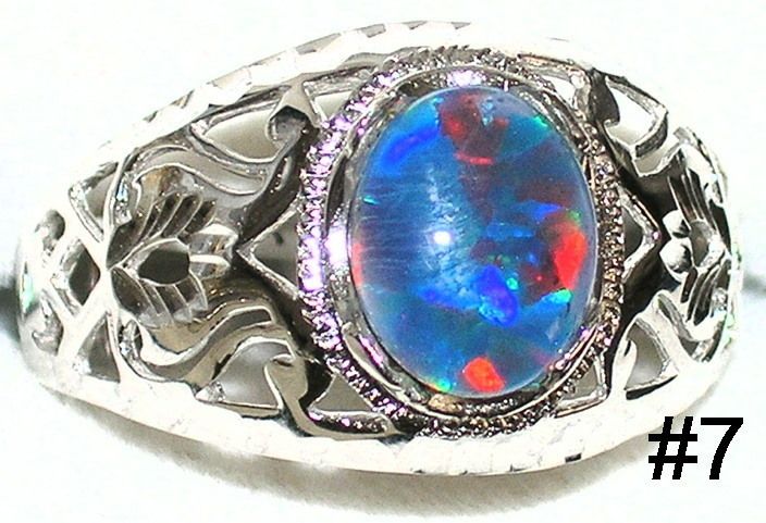 Mens Australian Opal Sterling Ring #7 Great Color  