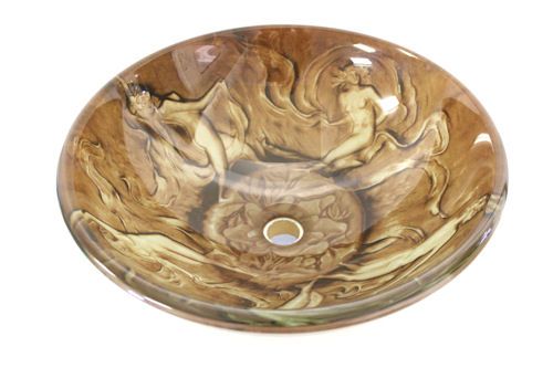   Layer Tempered Glass Bathroom Vessel Sink Bowl ~Fairy Girls~  