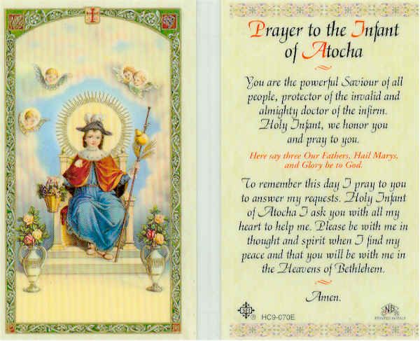 Prayer The Infant of Atocha Holy Card Powerful Saviour  