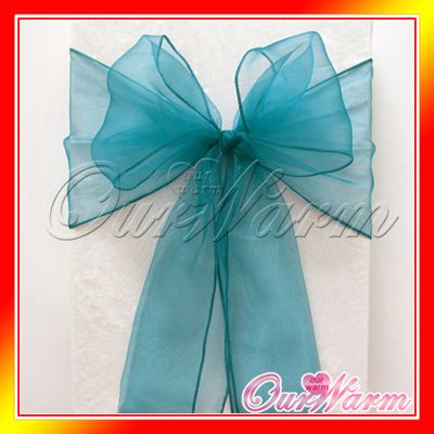 Teal Blue Chair Organza Sash Bow Wedding Party Professional Supply 