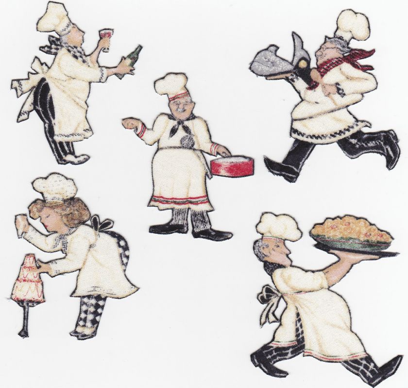 ITALIAN FAT CHEF KITCHEN FABRIC APPLIQUES IRON ON  