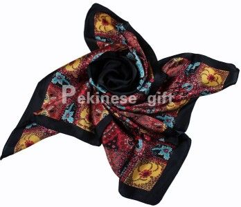 New Black Reds Maple Leaf Flowers Large Square 35 100% Silk Scarf 