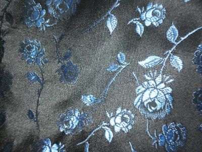   Black & Blue Brocade Floral Garter Belt Metal Hooks sz 32  