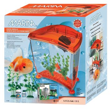 DESKTOP AQUARIUM FISH TANK 5.5 GAL GOLDFISH KIT ORANGE  