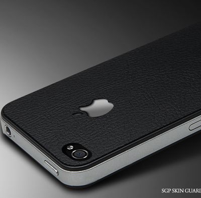 SGP Skin Guard Leather Black Set Package Apple iPhone 4  