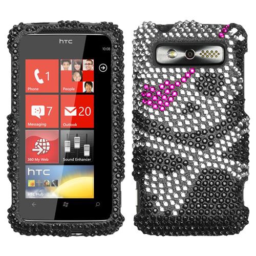 Skull Rhinestone Bling Hard Case Cover HTC Trophy  