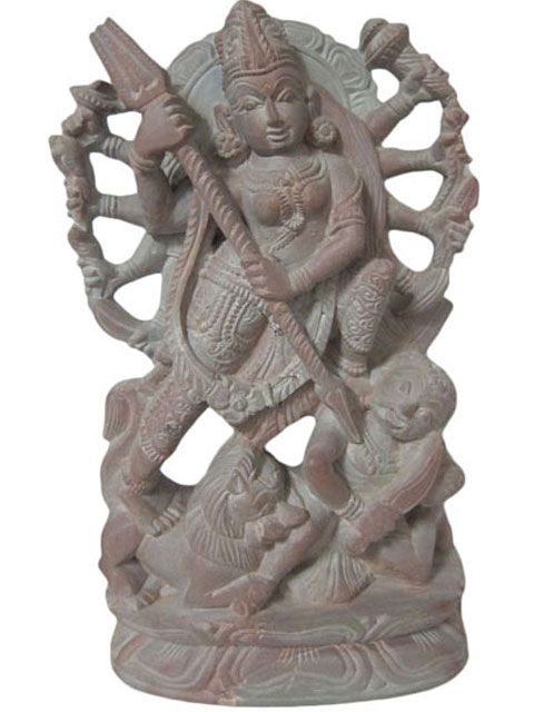 Goddess Devi Durga Defeating the Buffalo Demon Stone Statue 6  