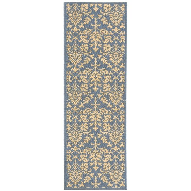 Indoor/Outdoor Blue/Natural Rug 2 4 x 6 7 Runner  