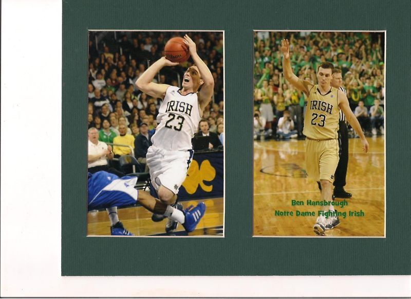 NOTRE DAME IRISH BEN HANSBROUGH MATTED GAME PHOTOS  