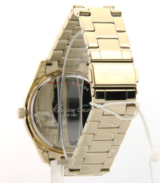 KENNETH COLE MOP CRYSTAL STEEL WOMENS BIG FASHION WATCH KC4796 