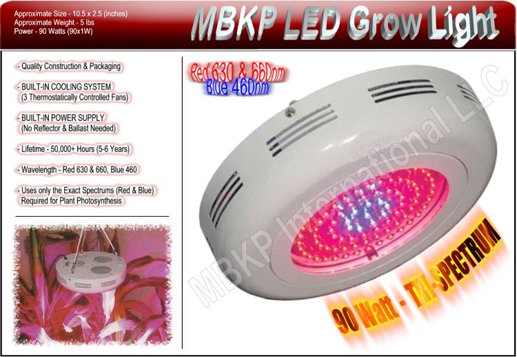 HYDROPONIC LED   UFO Shaped 90w Grow Light Tri Spectrum 609456115278 