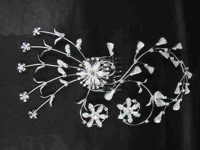 Bridal Rhinestone Flower Cryatal Hair tiara Comb RB384  