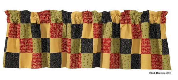 Countryside Rooster Cotton Lined Patchwork Window Valance Curtain 