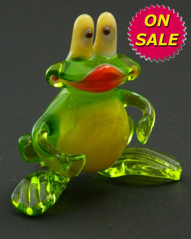 Glass Art Blown Figurine Animal FROG Murano Style # 4610  