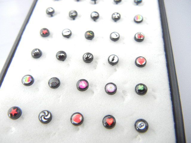 LOT120PCS Fancy logos Nose Stud Body Piercing Jewelry  