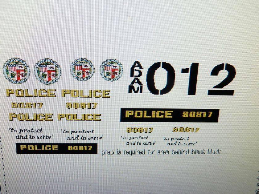 Adam 12 Police Car Decals from the old TV Show 24 scale  