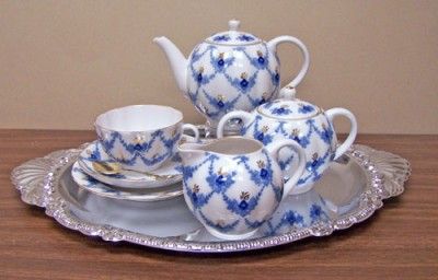 Russian Porcelain Evening Time Tea For Two Gift Set NIB  