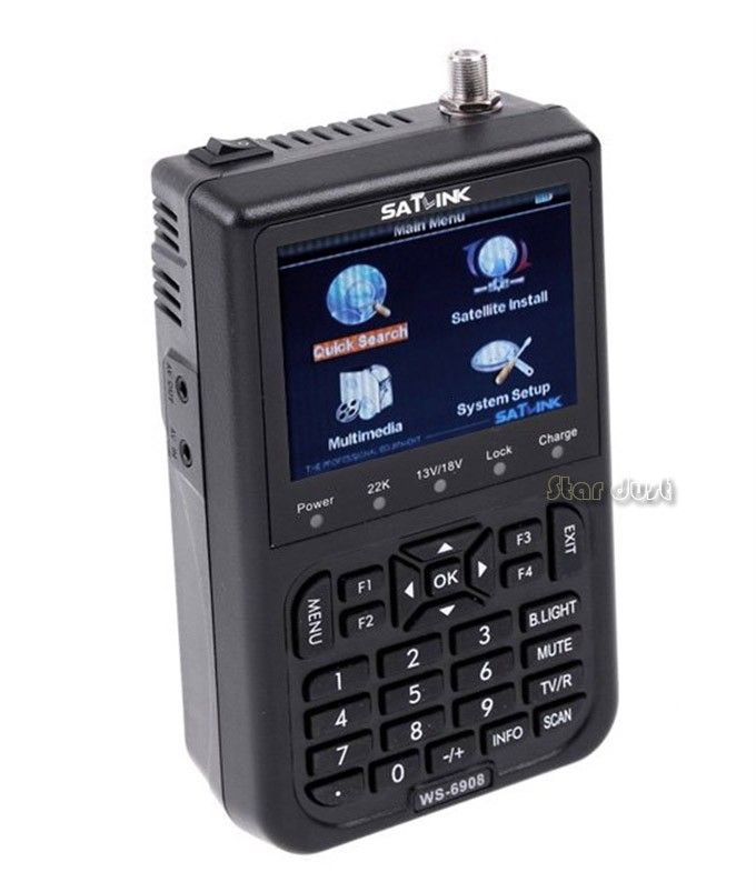 Satlink WS 6908 DVB S FTA C&KU Band Satellite Finder Meter 3.5 LCD 