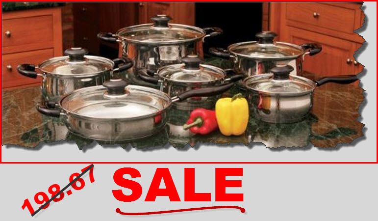 NEW 12PC PIECE STAINLESS STEEL POT AND PAN COOKWARE SET  