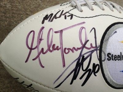 2011 2012 PITTSBURGH STEELERS TEAM AUTOGRAPHED LOGO FOOTBALL POLAMALU 