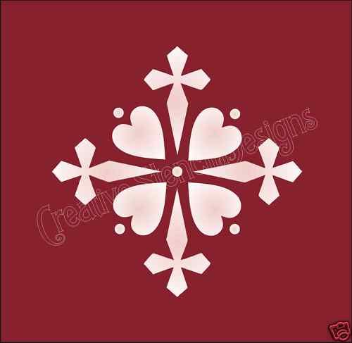 Stencil Heart Cross decorative 4 Tile Art design Wall  