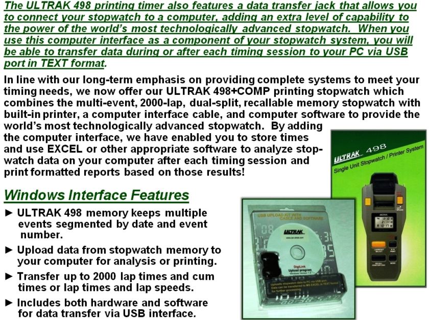 ULTRAK 498+COMP Printing Stopwatch + Computer Interface  