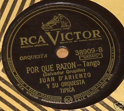 JUAN DARIENZO POR QUE RAZON ARGENTINA tango 78 RPM  