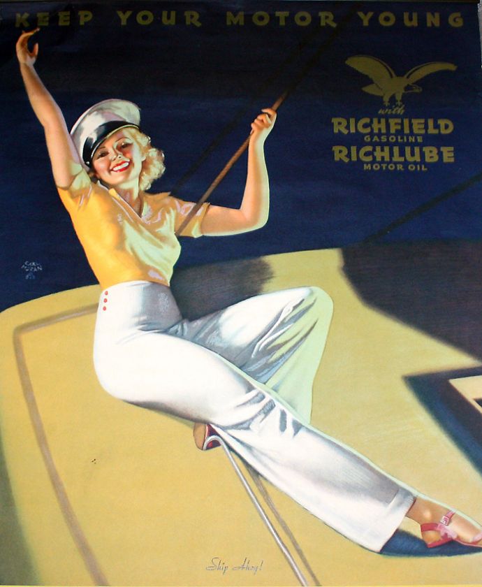 RARE EARL MORAN SAILOR GIRL PIN UP ADVERTISING CALENDAR RICHFIELD 