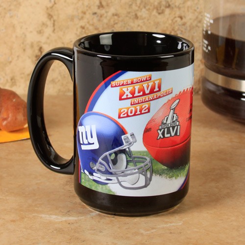   bowl xlvi champions 15oz black sublimated mug start your morning off