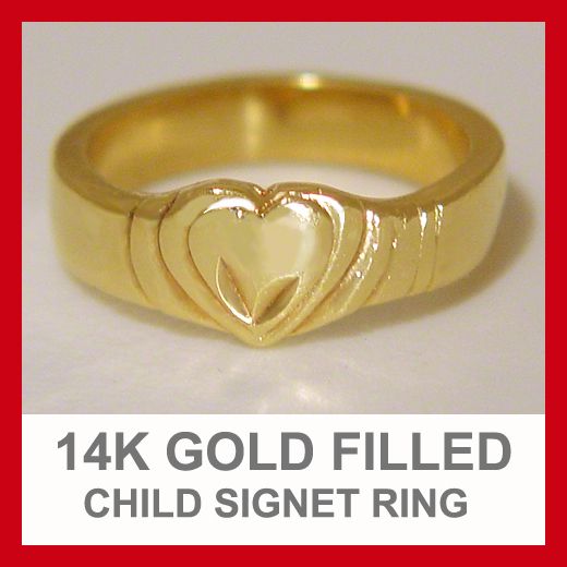 NEW 14K HEAVY GOLD GP PRECIOUS CHILD HEART RING ALL SIZES FAST FREE 