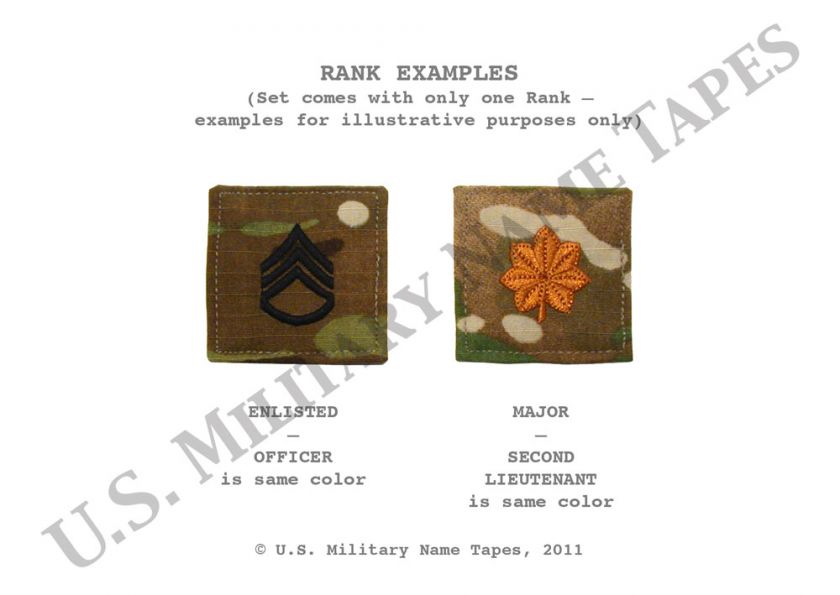 Army MultiCam ACU & Cap Name Tape Set w/ACU Rank  